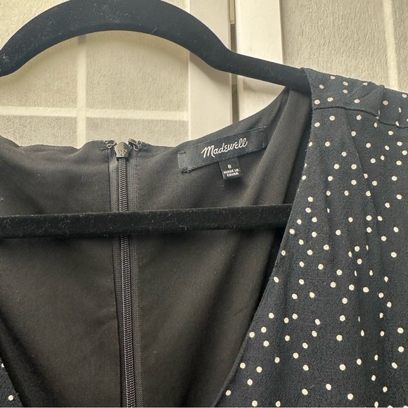 Madewell Black Polka Dot Flutter Sleeve Shift Dress EUC Size 6 - Picture 5 of 9
